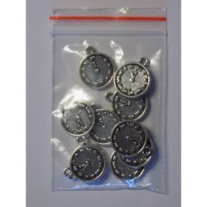 Lot of 9 Metal Roman Numeral Clock Charms Pendants 16x13x2mm with 2mm Hole